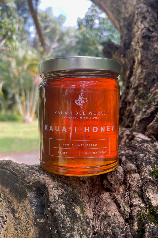 12 oz glass jar of Kaua'i Bee Works honey